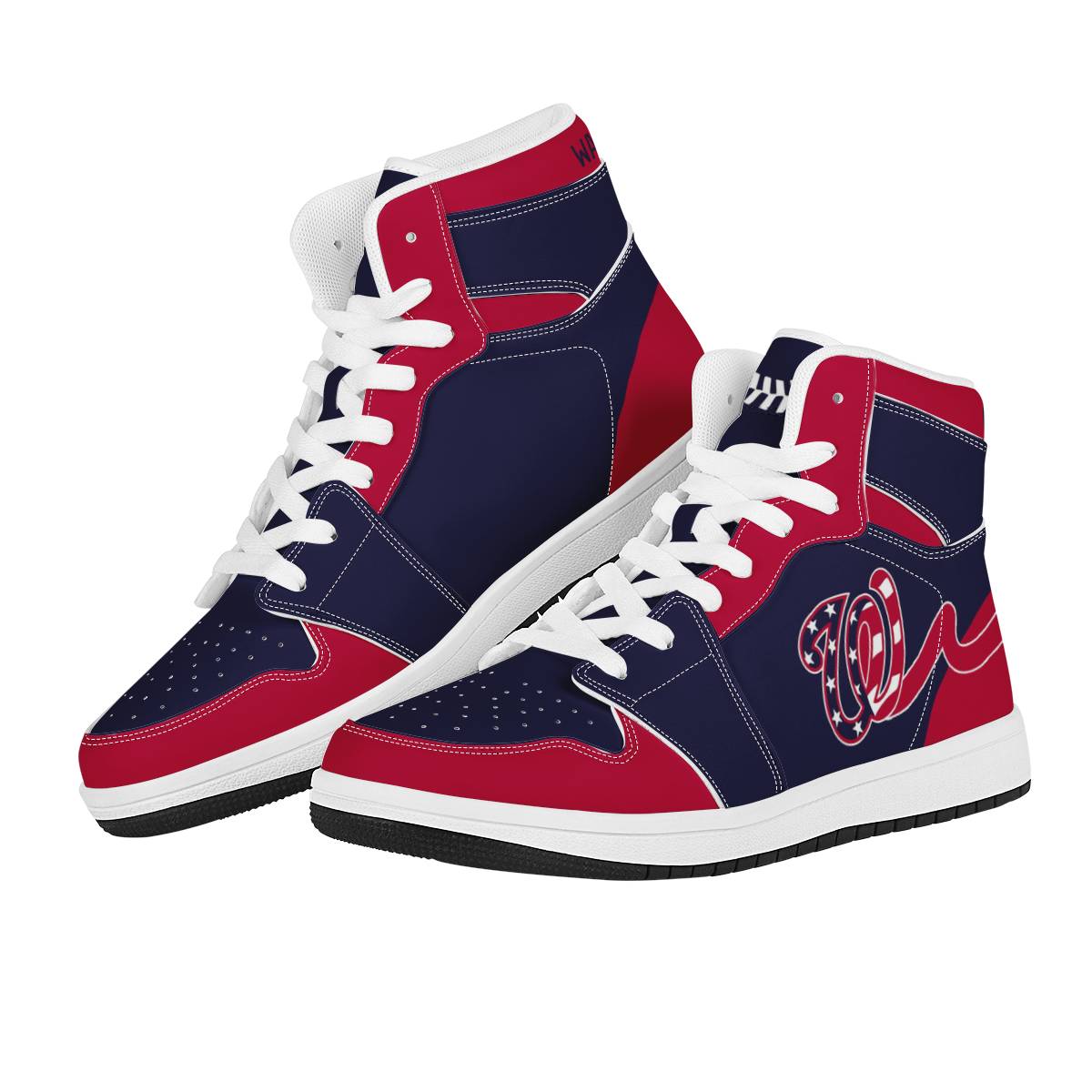 Men's Washington Nationals High Top Leather AJ1 Sneakers 001